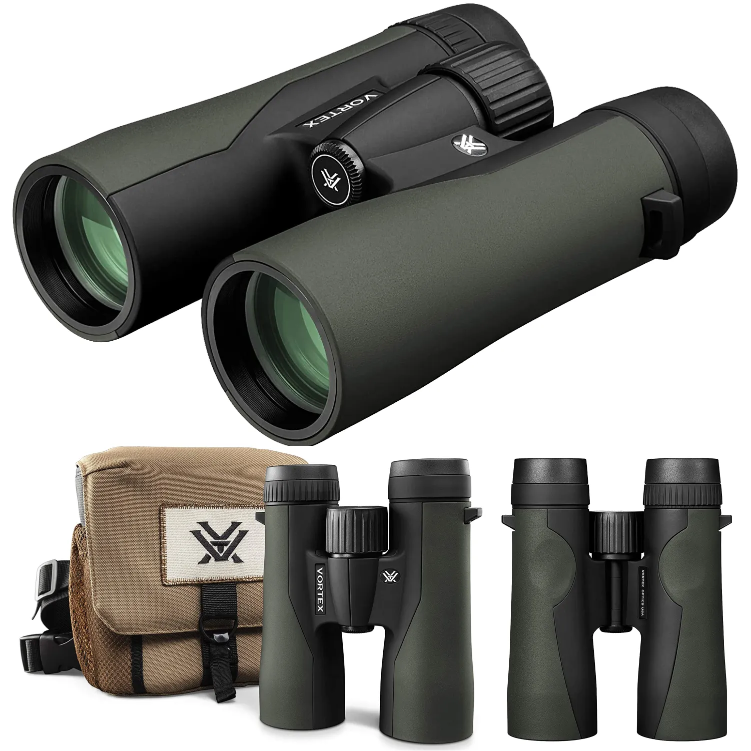 Vortex Optics Crossfire HD 10x42 Green Binocular CF-4312 with Free Hat Bundle