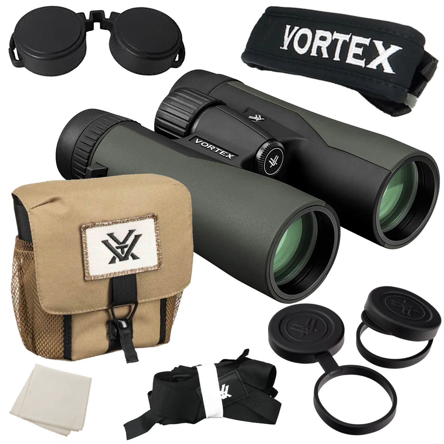 Vortex Optics Crossfire HD 10x42 Green Binocular CF-4312 with Free Hat Bundle