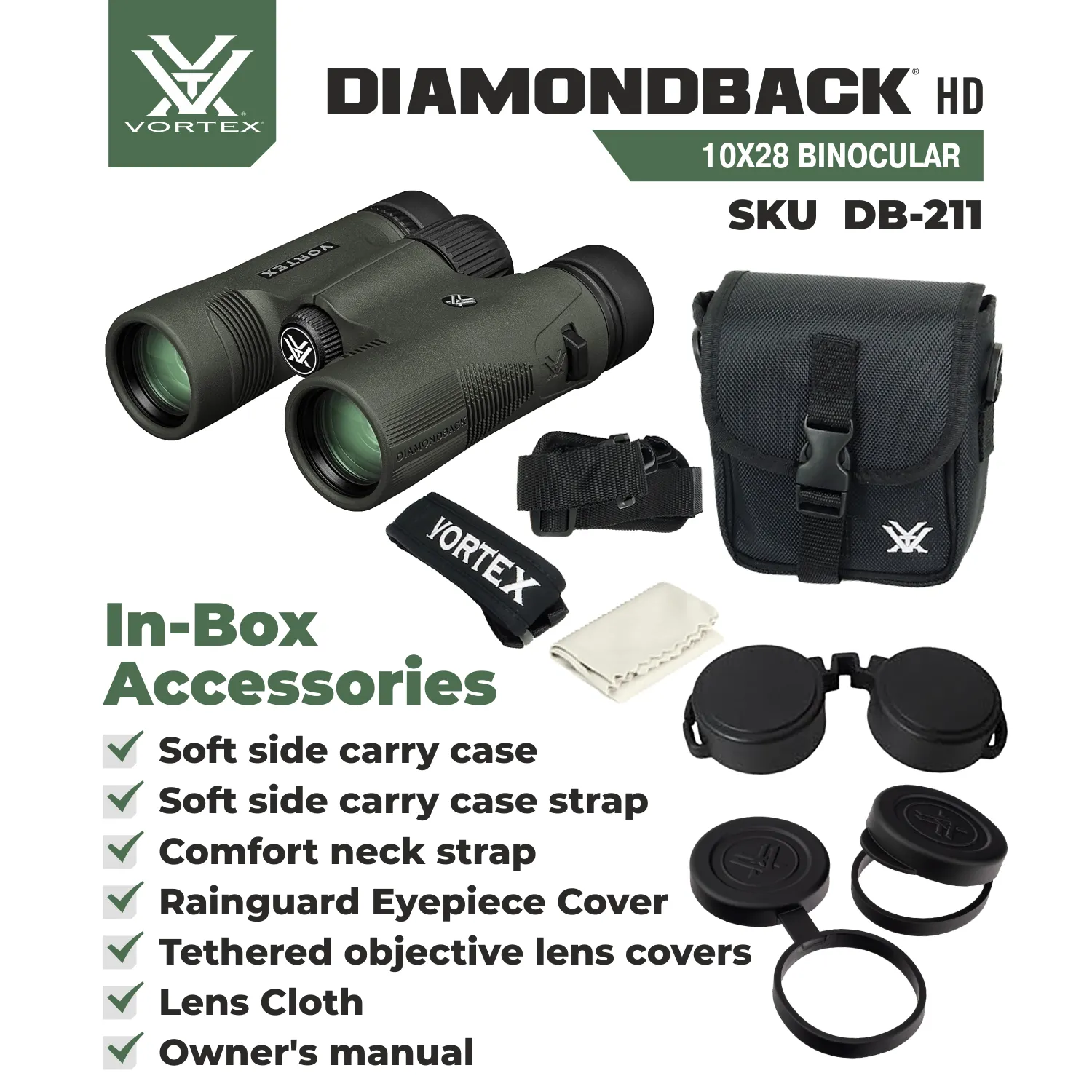 Vortex Optics Diamondback HD 10x28 Binocular (DB-211)