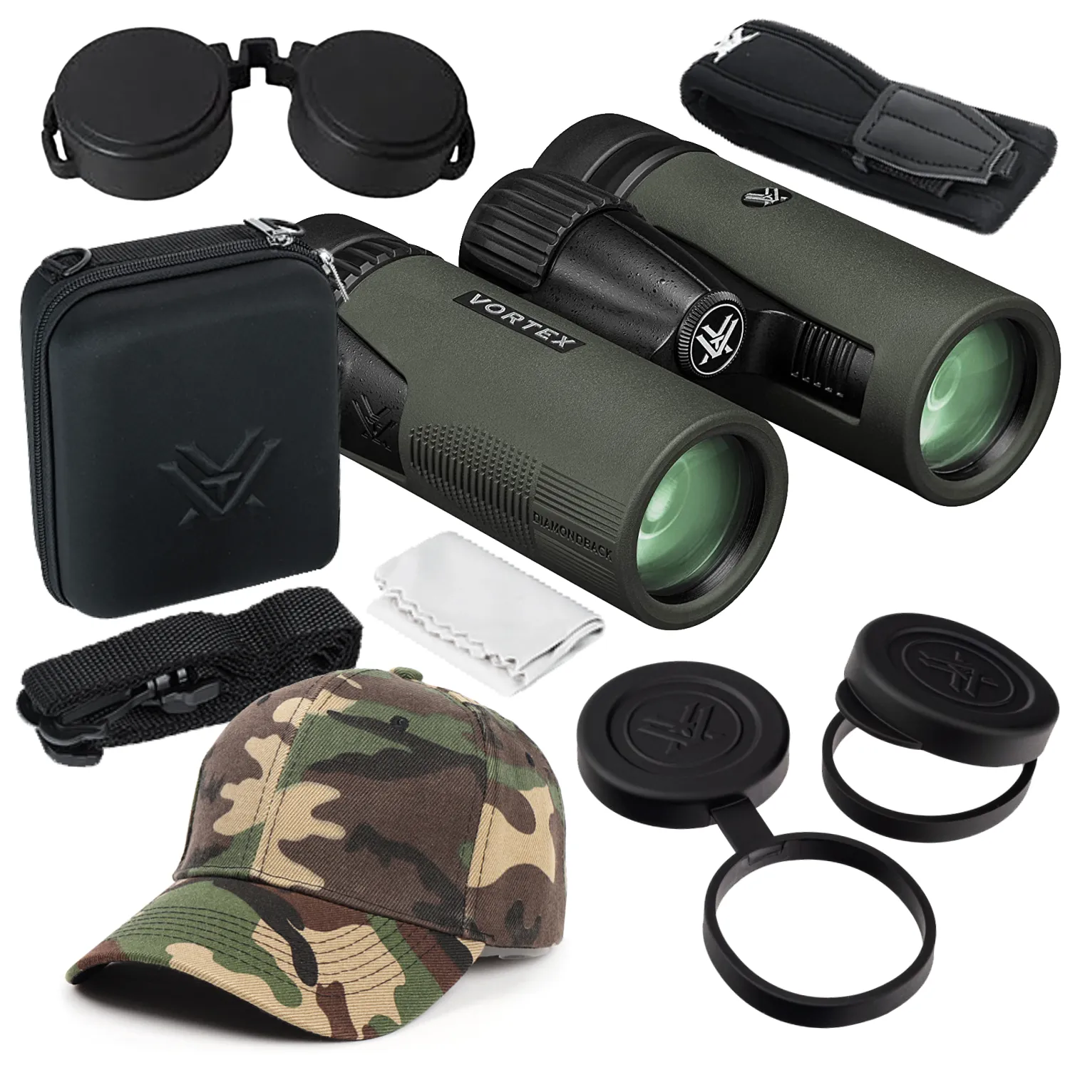 Vortex Optics Diamondback HD 10x32 Roof Prism Binocular with Free Hat Bundle