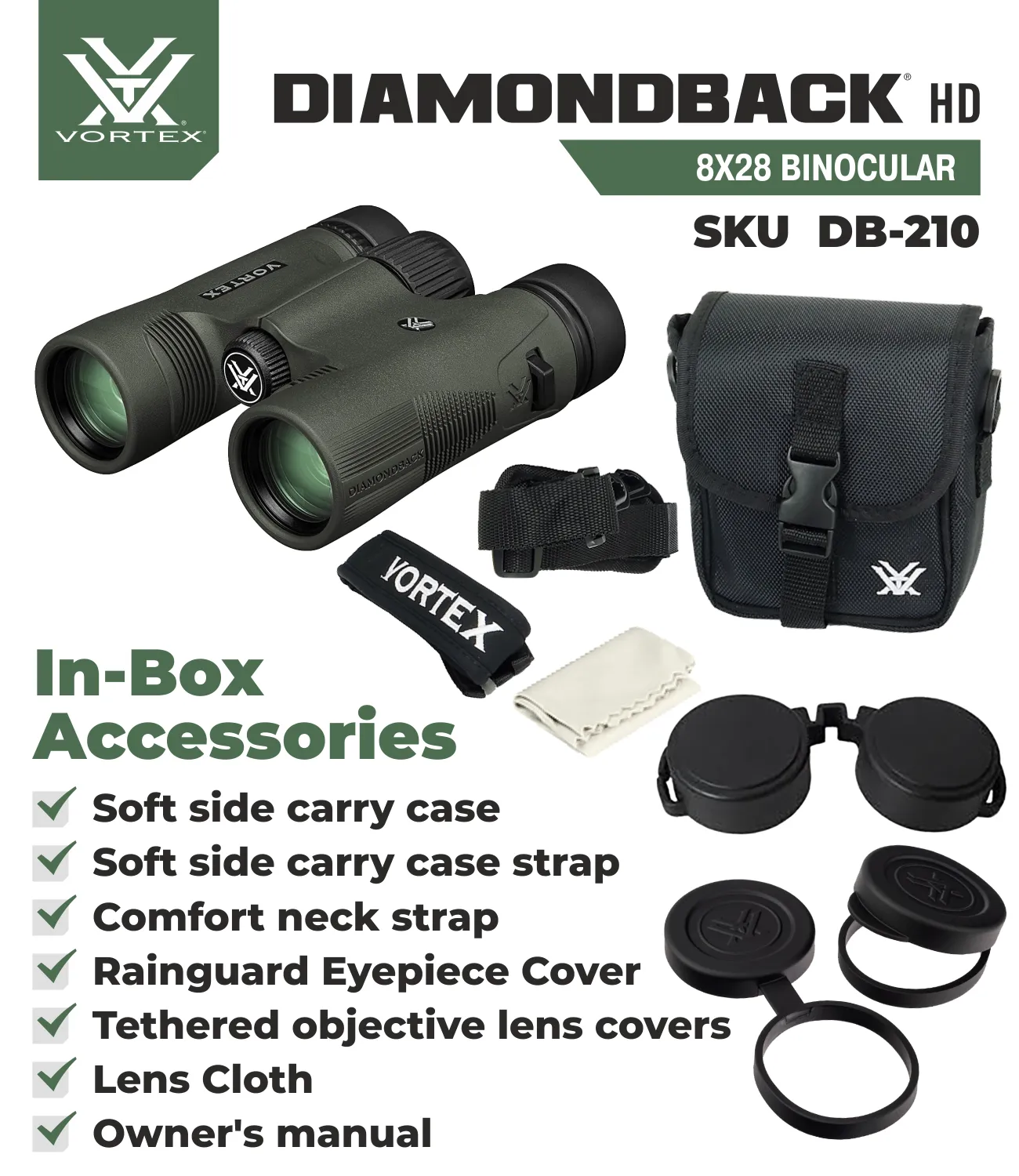 Vortex Optics Diamondback HD 8x28 Binocular with Free Hat Bundle
