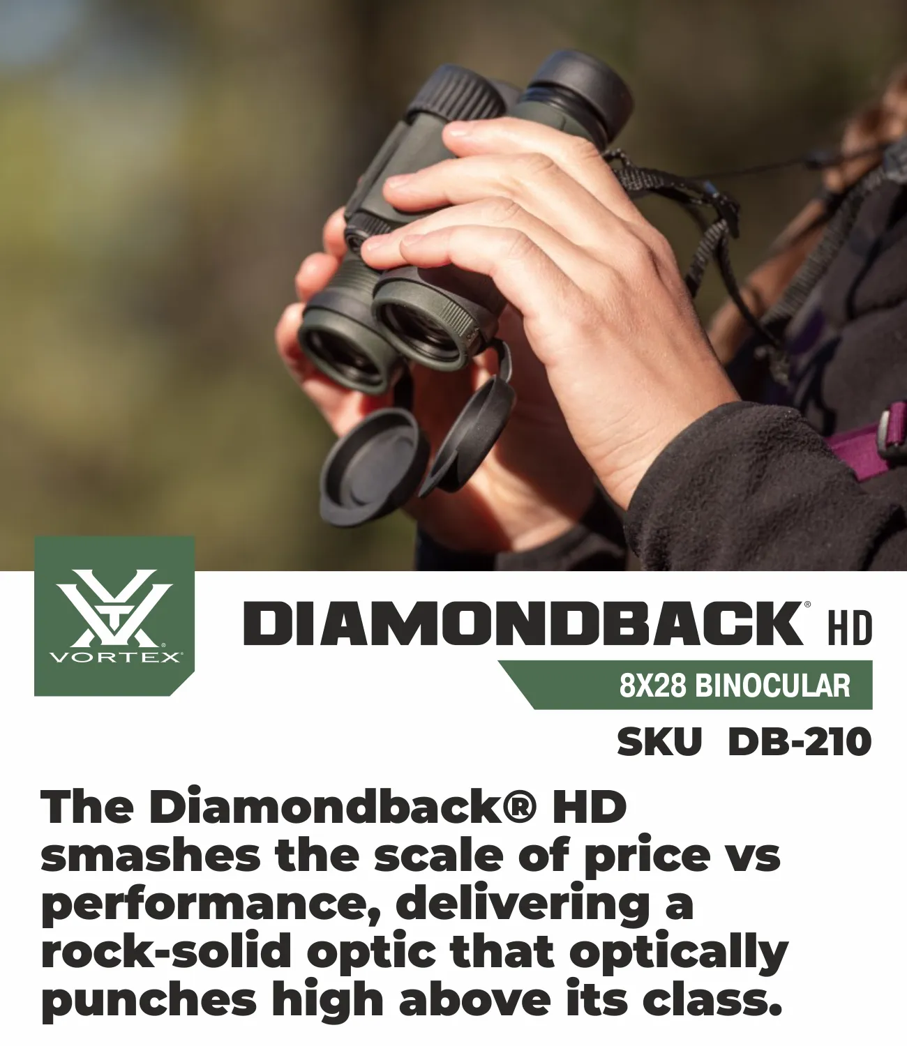 Vortex Optics Diamondback HD 8x28 Binocular with Free Hat Bundle