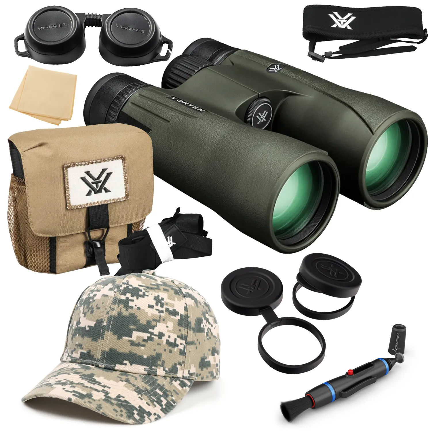 Vortex Optics Viper HD 10x50 Roof Prism Binocular V202 with with Free Hat and Wearable4U Bundle