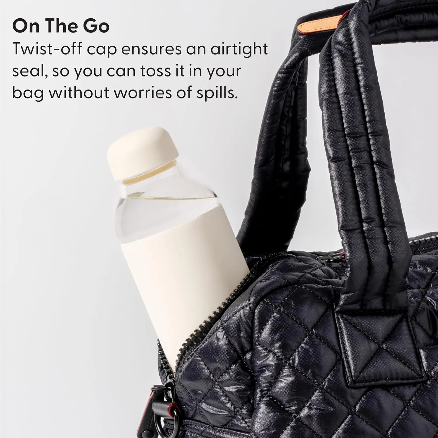 W&P Porter Glass Water Bottle w/Protective Silicone Sleeve | Terazzo Charcoal 20 Ounces | On-the-Go | Reusable Bottle for Coffee, Tea and Water | Portable