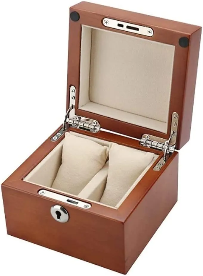 Watch Case 2 Grids Retro Wooden Watch Case Display Jewelry Collection Storage Watch Box Organizer with Lock Watch Holder (Color : C)
