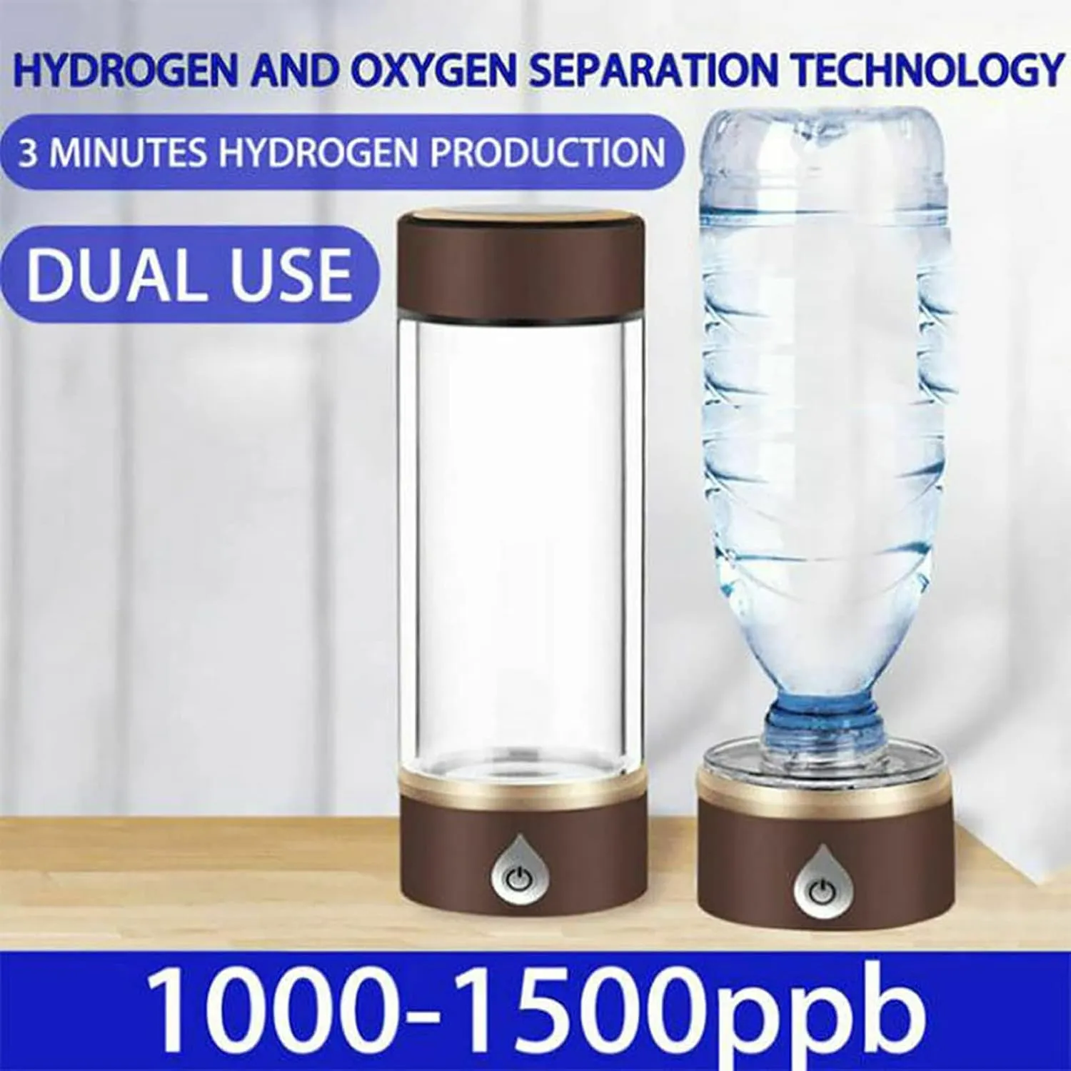Water Purifiers, Hydrogen Rich Water Bottle Hydrogen Water Generator Ionizer USB Rechargeable with SPE and PEM Technology Portable 3-mins Make Hydrogen Content Up to 1500 PPB 420ML