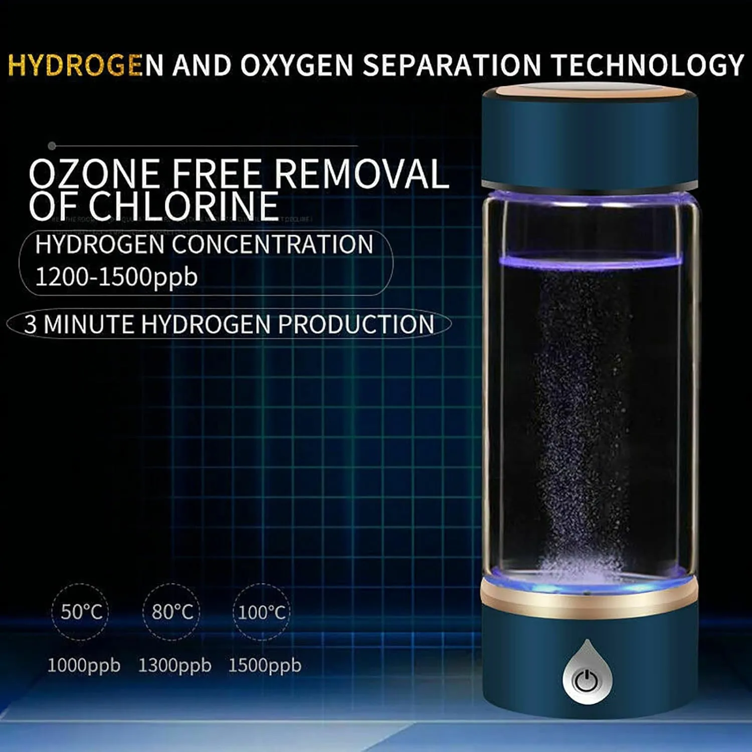 Water Purifiers, Hydrogen Rich Water Bottle Hydrogen Water Generator Ionizer USB Rechargeable with SPE and PEM Technology Portable 3-mins Make Hydrogen Content Up to 1500 PPB 420ML