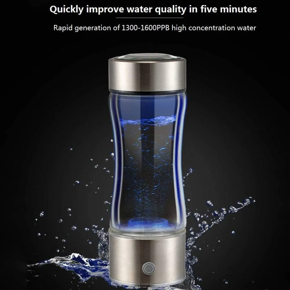 Water Purifiers, Hydrogen Water Bottle Alkaline Water Ionizer Generator SPE Technology USB Charging Mode 5 Mins for Hydrogen Content to 1300-1600 PPB 430Ml