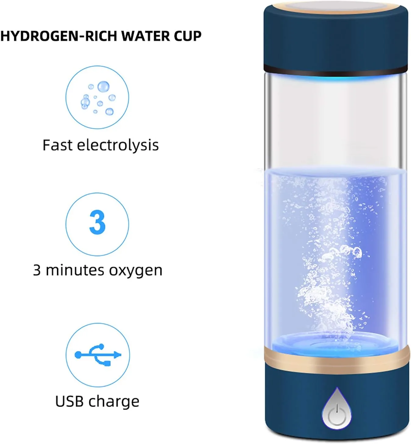 Water Purifiers, Portable Hydrogen Rich Water Bottle Ionized Water Generator USB Rechargeable SPE/PEM Membrane Technology Make Hydrogen Content Up to 1500PPB Hydrogen Water Cup 420ML