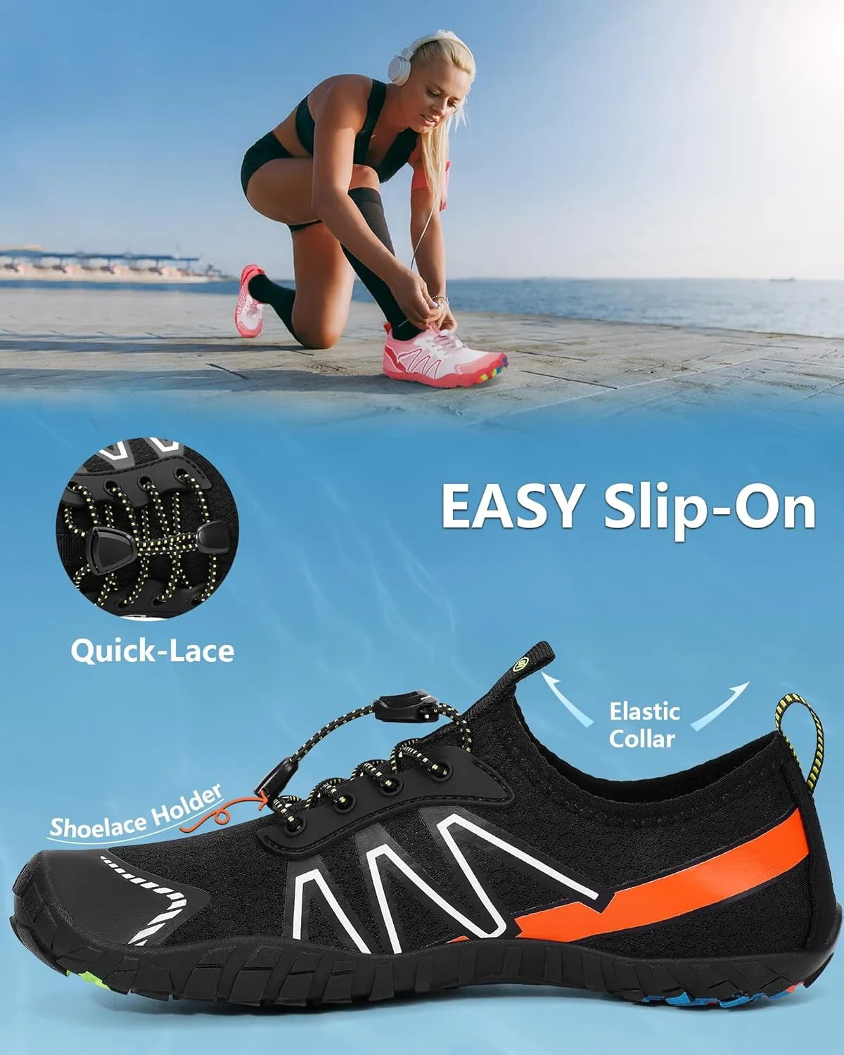 Water Shoes for Women Men Adult Quick-Dry Aqua Socks Breathable Barefoot Shoes for Swim Beach River Pool Lake Hiking Kayaking Surfing