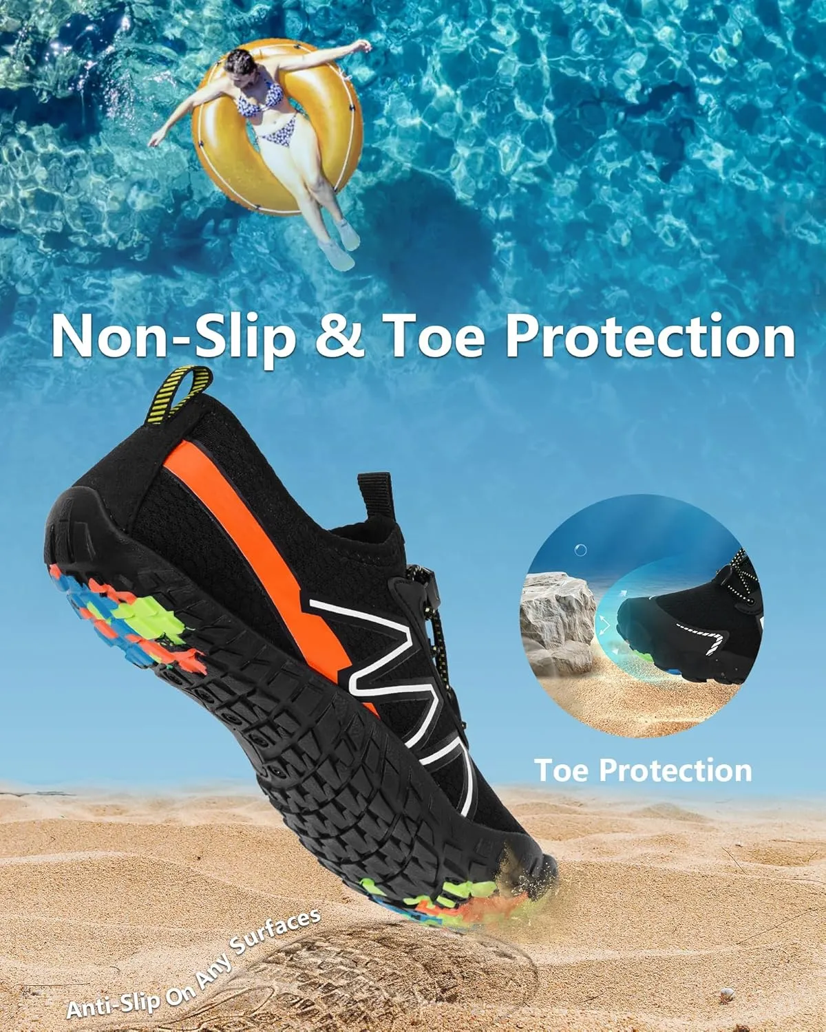Water Shoes for Women Men Adult Quick-Dry Aqua Socks Breathable Barefoot Shoes for Swim Beach River Pool Lake Hiking Kayaking Surfing