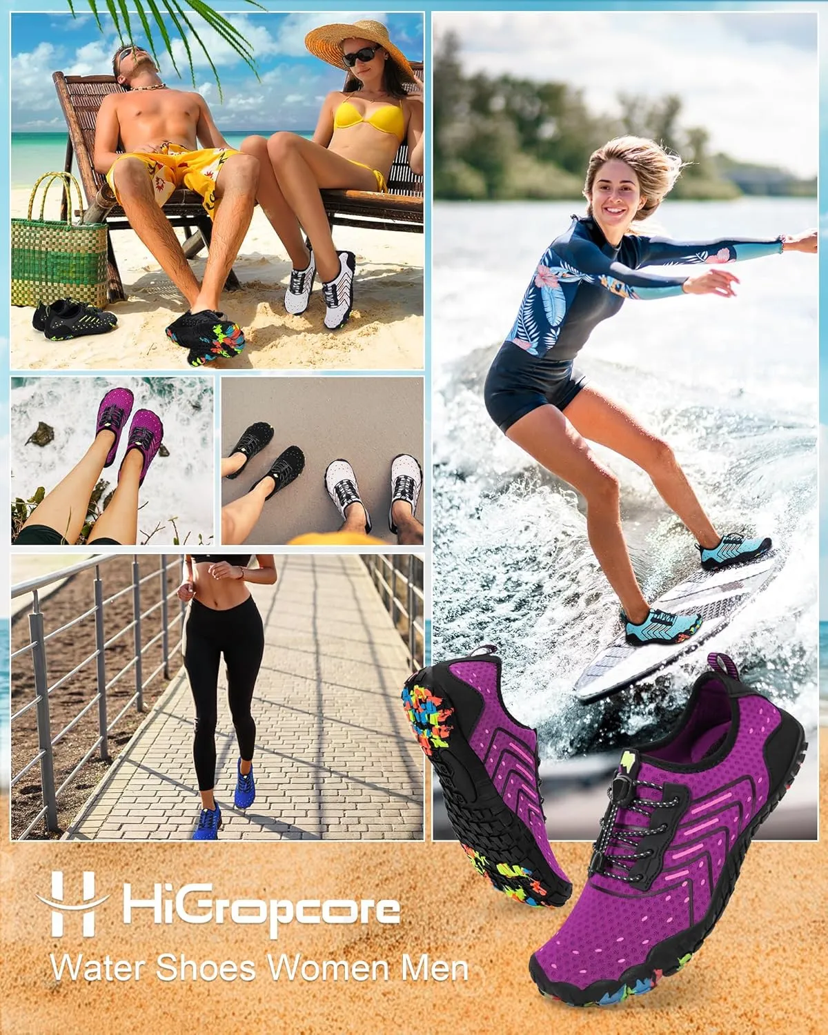 Water Shoes for Women Men Adult Quick-Dry Aqua Socks Breathable Barefoot Shoes for Swim Beach River Pool Lake Hiking Kayaking Surfing