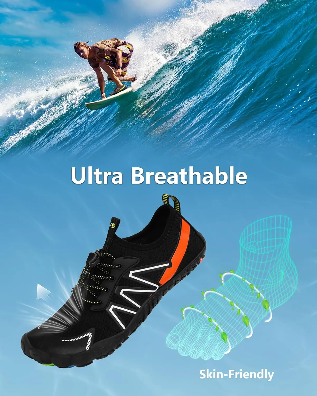Water Shoes for Women Men Adult Quick-Dry Aqua Socks Breathable Barefoot Shoes for Swim Beach River Pool Lake Hiking Kayaking Surfing