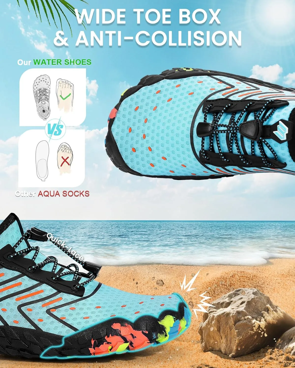 Water Shoes for Women Men Adult Quick-Dry Aqua Socks Breathable Barefoot Shoes for Swim Beach River Pool Lake Hiking Kayaking Surfing