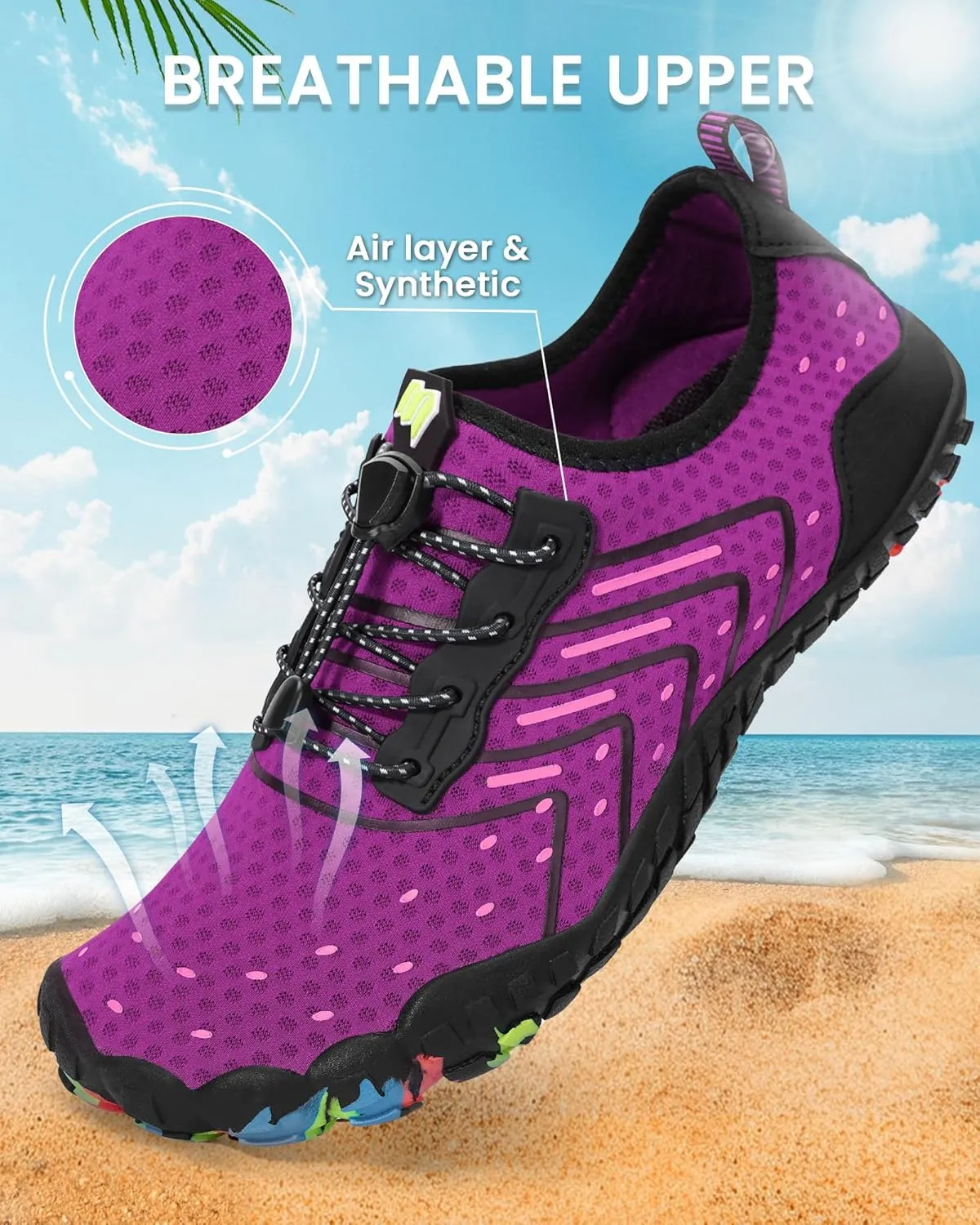 Water Shoes for Women Men Adult Quick-Dry Aqua Socks Breathable Barefoot Shoes for Swim Beach River Pool Lake Hiking Kayaking Surfing