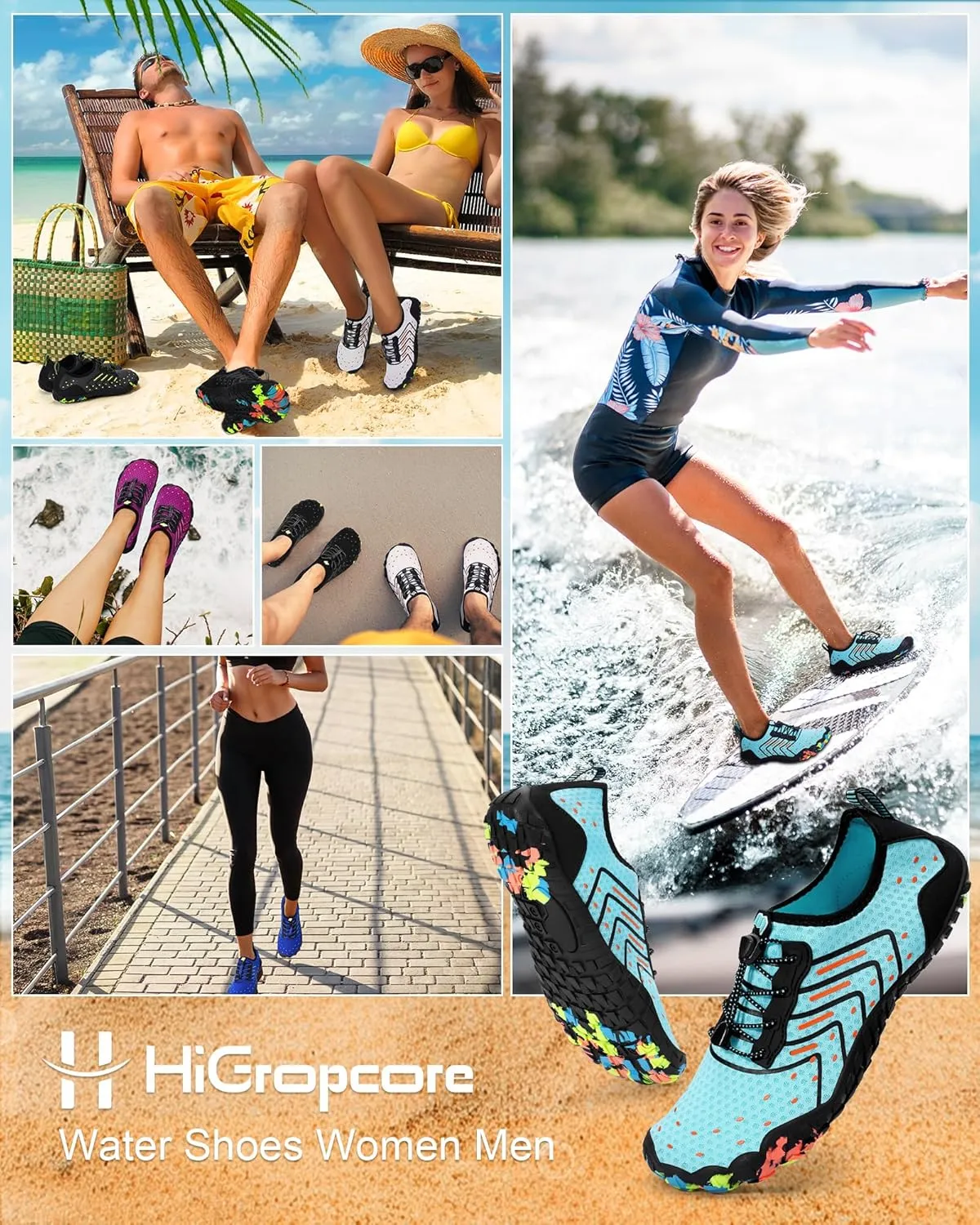 Water Shoes for Women Men Adult Quick-Dry Aqua Socks Breathable Barefoot Shoes for Swim Beach River Pool Lake Hiking Kayaking Surfing