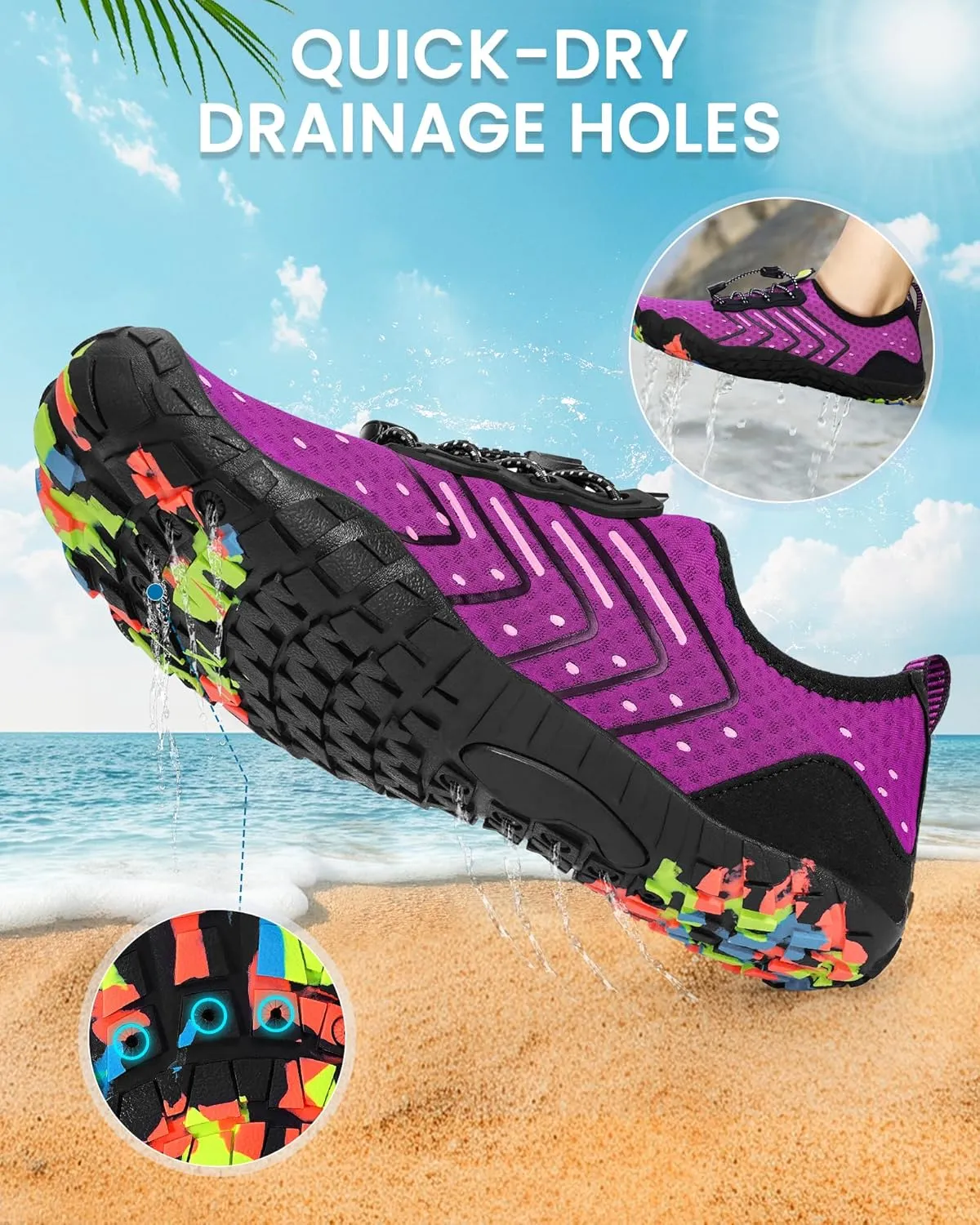 Water Shoes for Women Men Adult Quick-Dry Aqua Socks Breathable Barefoot Shoes for Swim Beach River Pool Lake Hiking Kayaking Surfing