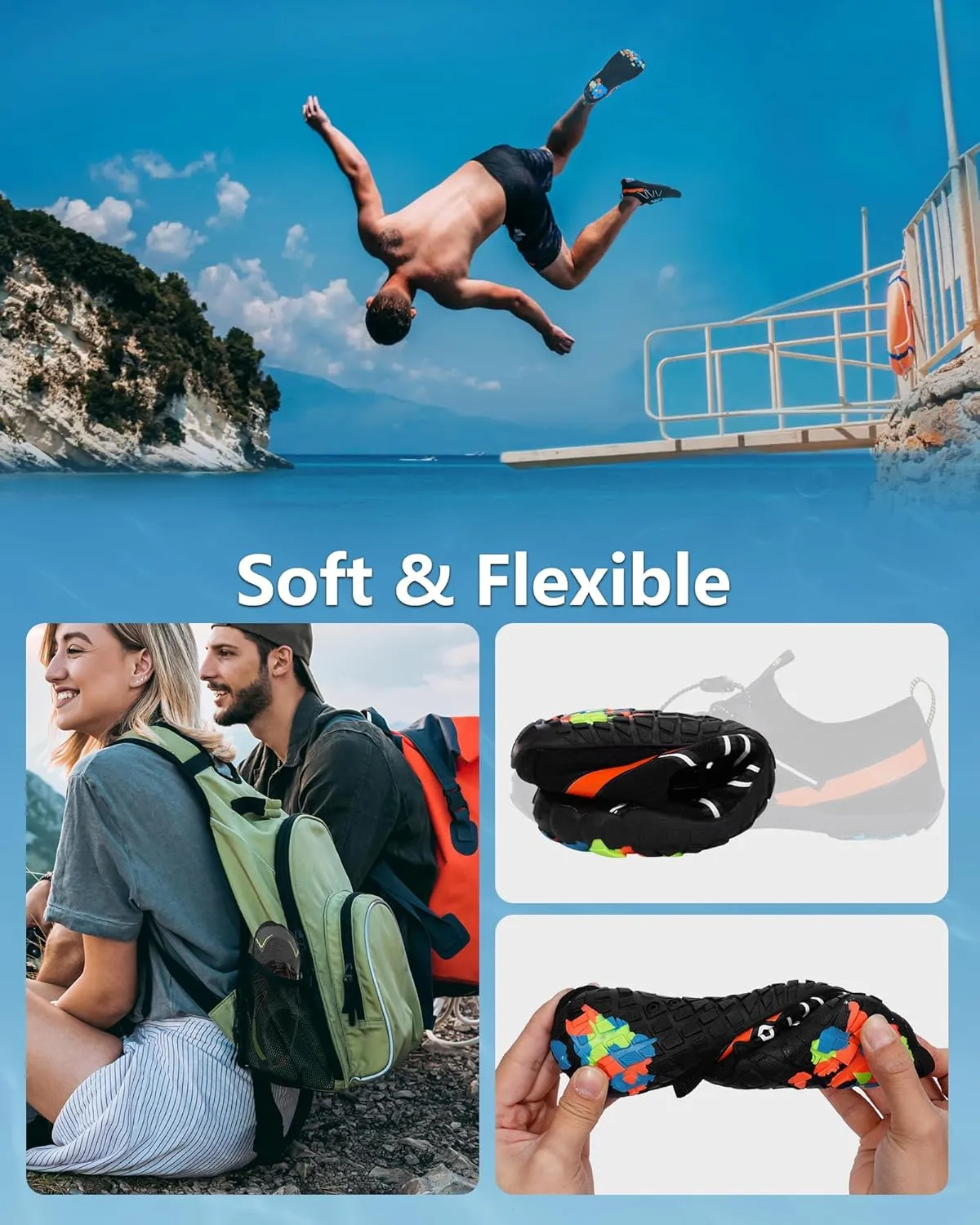 Water Shoes for Women Men Adult Quick-Dry Aqua Socks Breathable Barefoot Shoes for Swim Beach River Pool Lake Hiking Kayaking Surfing