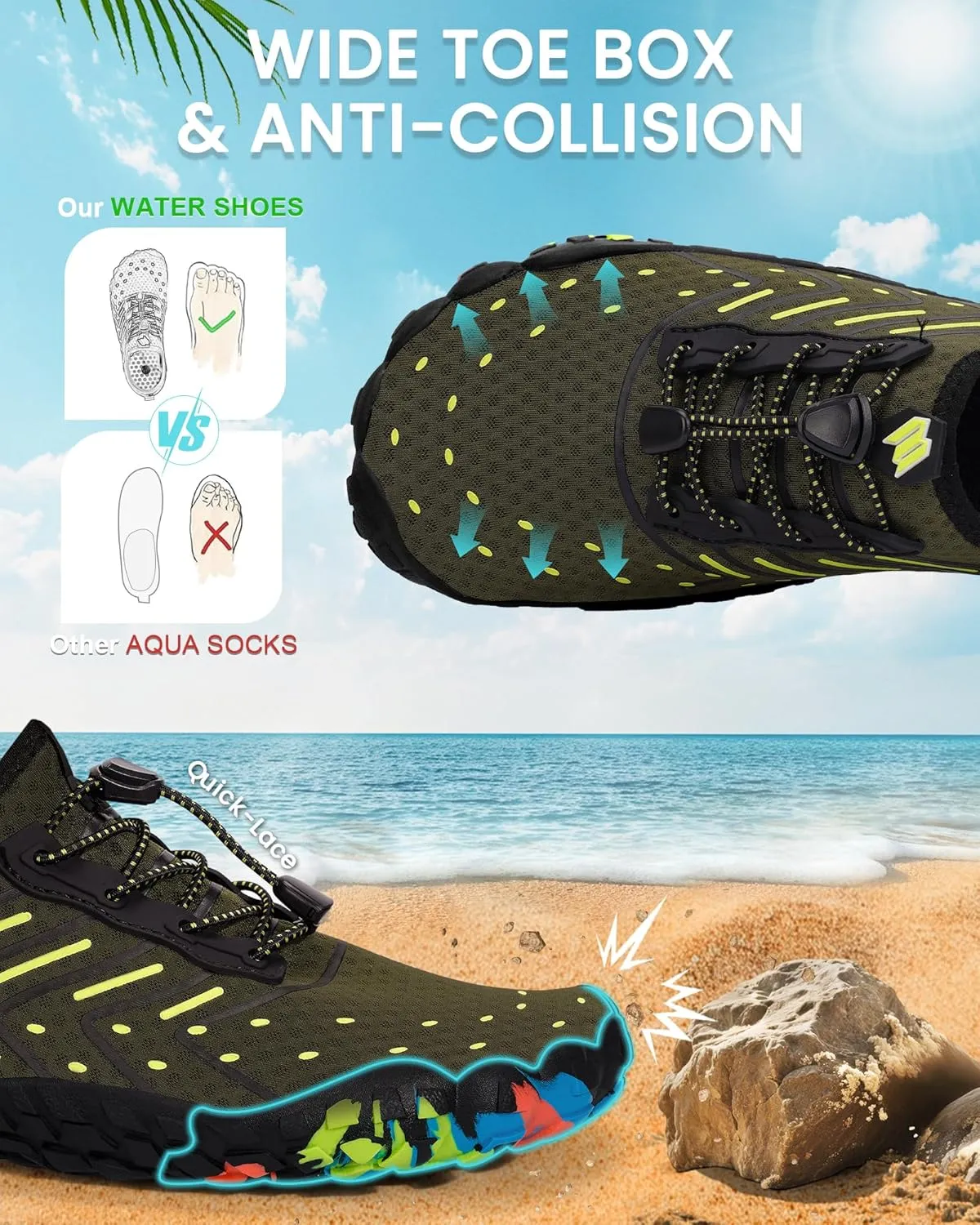 Water Shoes Women Men Adult Quick-Dry Aqua Socks Breathable Barefoot Shoes for Swim Beach River Pool Lake Hiking Kayaking Surfing