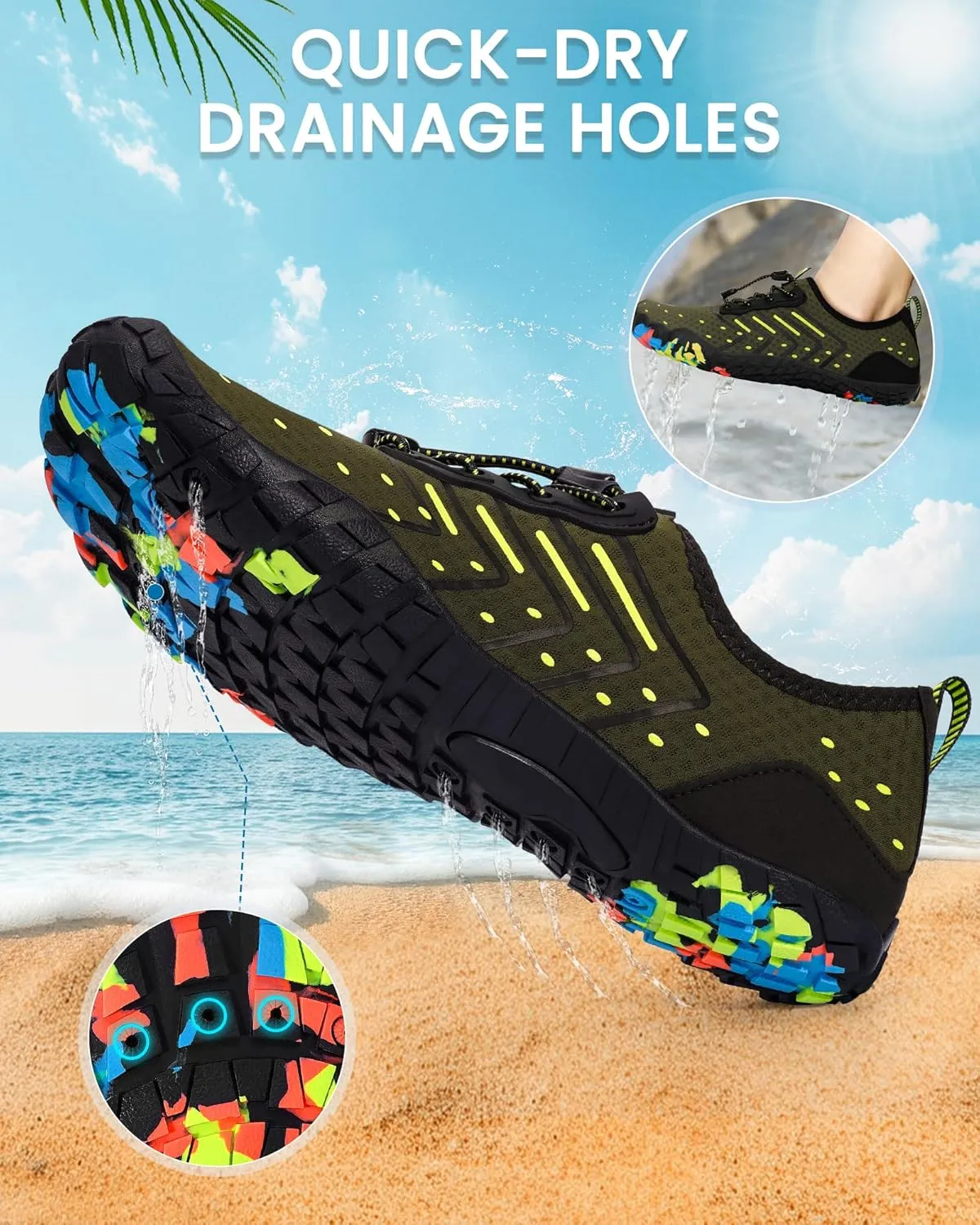 Water Shoes Women Men Adult Quick-Dry Aqua Socks Breathable Barefoot Shoes for Swim Beach River Pool Lake Hiking Kayaking Surfing