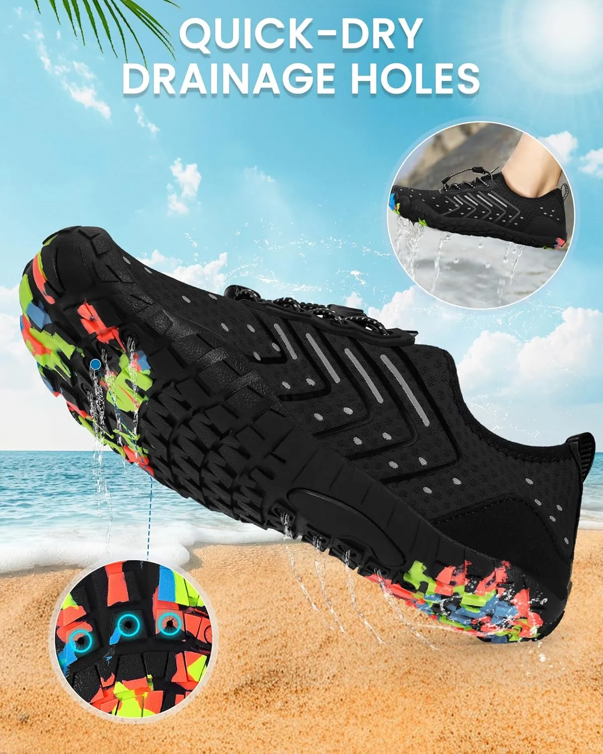 Water Shoes Women Men Adult Quick-Dry Aqua Socks Breathable Barefoot Shoes for Swim Beach River Pool Lake Hiking Kayaking Surfing