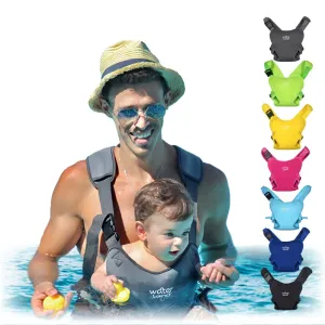 WaterLand Baby Carrier - Innovative Carrier You Can Use Both in Water & Land - Waterproof Infant Chest Holder with Adjustable Straps, Lightweight Toddler Harness for Pool & Beach (Urban Grey)