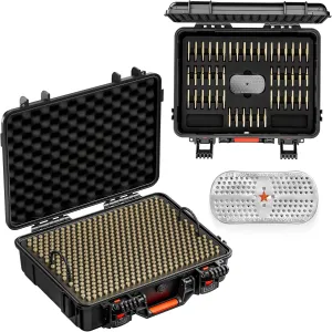 Waterproof Ammo Case - 600 Round Bullet Locking Storage Box - Mil-Spec Travel Safe for 5.56 223 Ammo/Bullet, Black