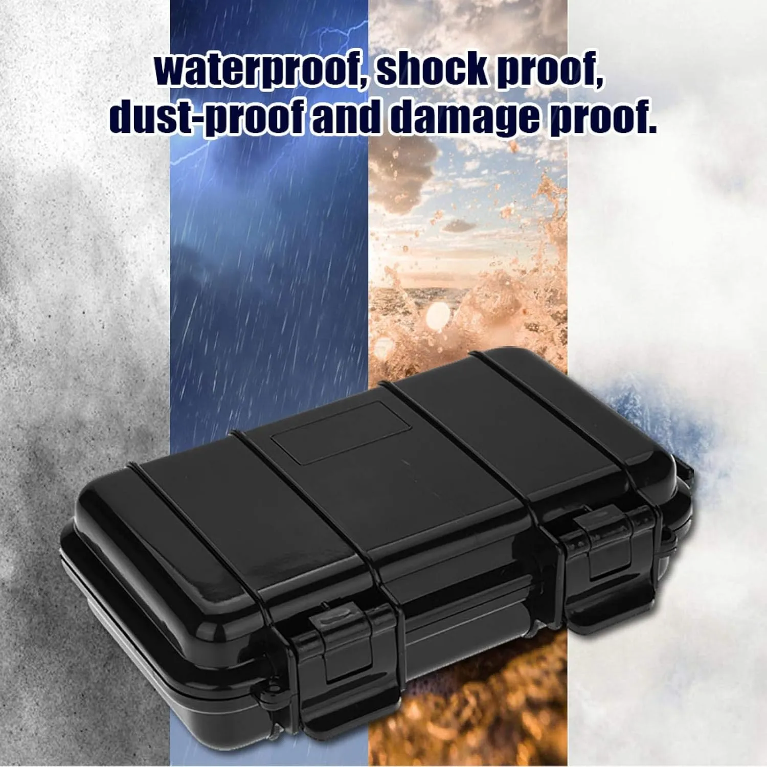 Waterproof Storage Case, Outdoor Shockproof and Pressure-Proof Waterproof Sealed Box Survival Storage Case for Fishing Camping Hiking Outdoor Activities, Black