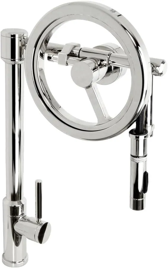 Waterstone 5125-SG Endeavor Wheel Pulldown Faucet Toggle Sprayer Satin Gold