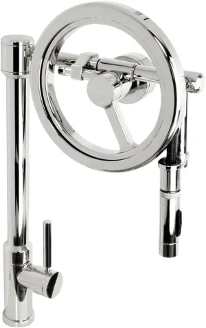 Waterstone 5125-SG Endeavor Wheel Pulldown Faucet Toggle Sprayer Satin Gold