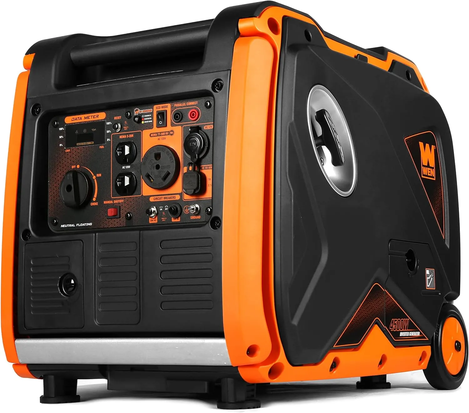 WEN 56450iX Dual Super Quiet 4500-Watt RV-Ready Portable Inverter Generator with Fuel Shut-Off and CO Watchdog Black