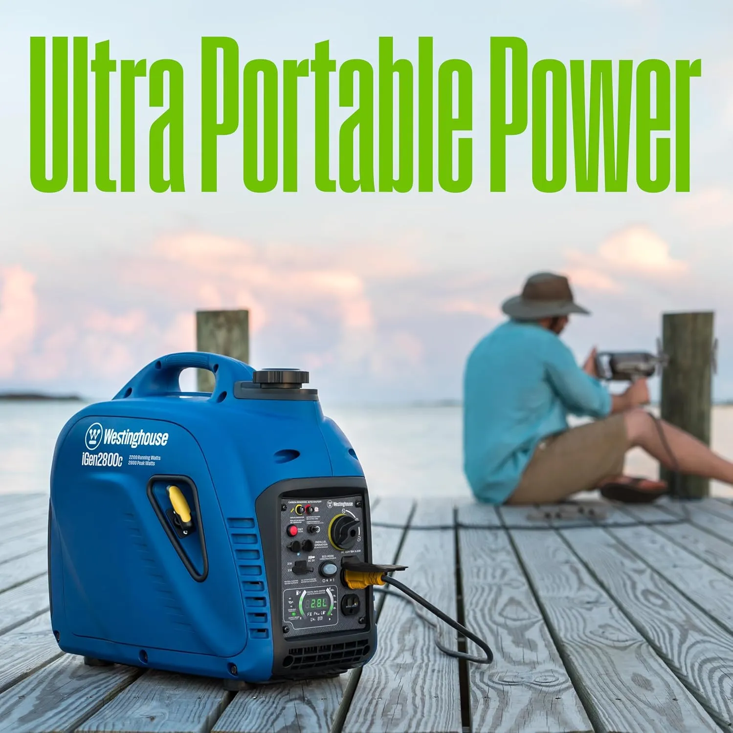 Westinghouse 2800 Peak Watt Super Quiet & Lightweight Portable Inverter Generator, Gas Powered, CO Sensor, Parallel Capable, Long Run Time