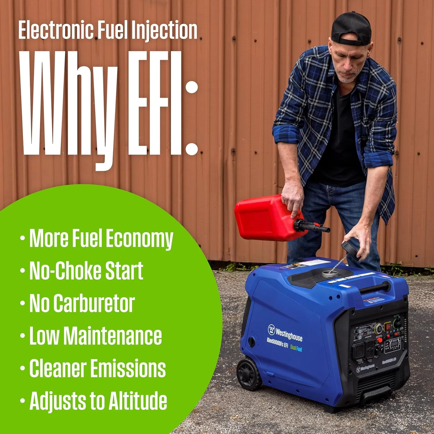 Westinghouse 5000 Peak Watt Super Quiet Dual Fuel Portable Inverter EFI Generator, Remote Electric Start, Gas & Propane Powered, RV Ready, CO Sensor, Parallel Capable