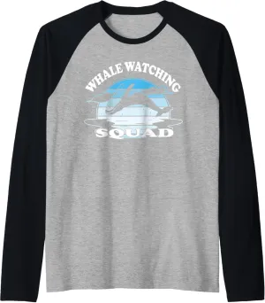 Whale watching Squad Raglan Baseball Tee
