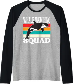 Whale watching Squad Raglan Baseball Tee