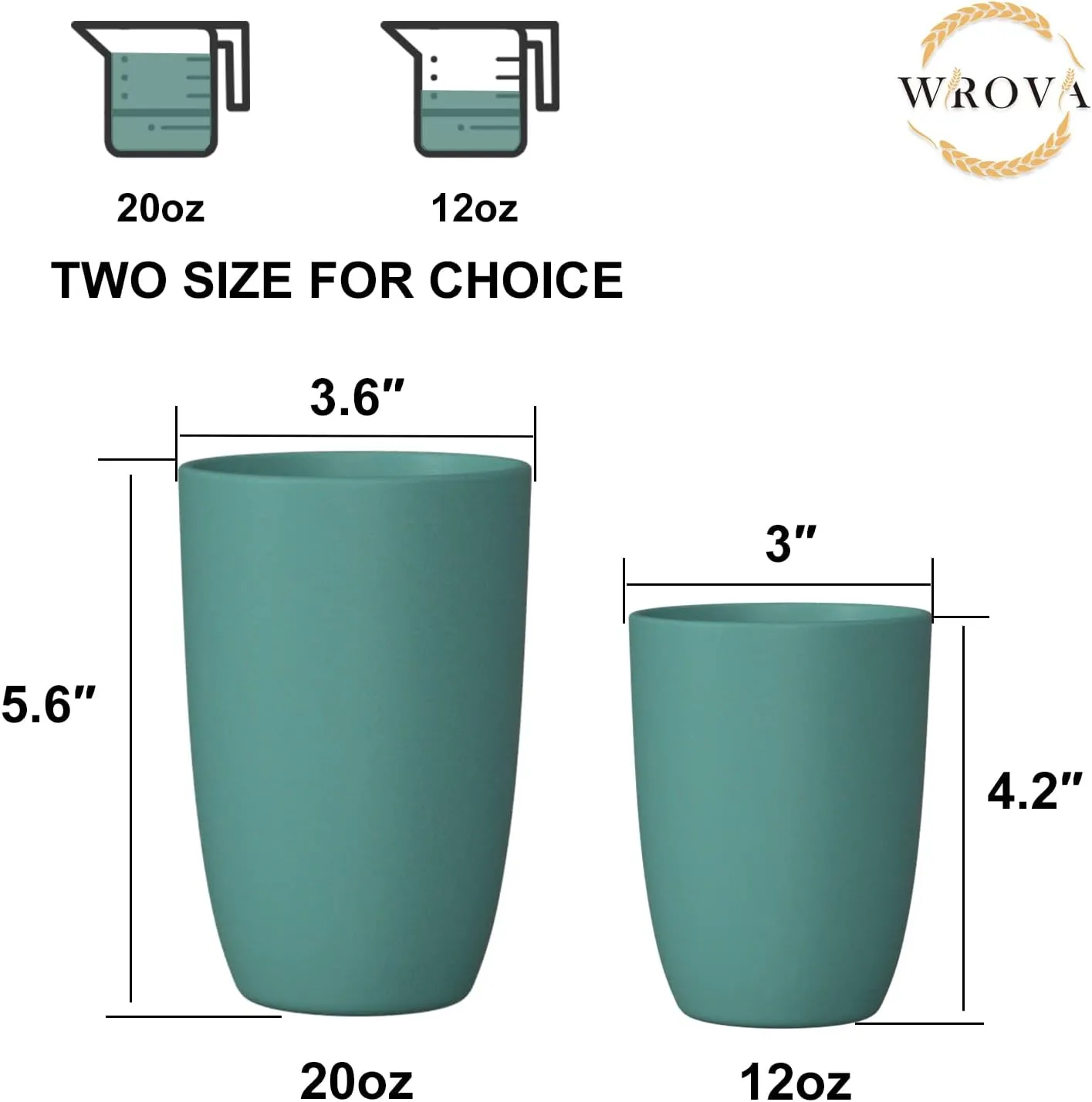 Wheat Straw Cups 6 PCS Good Alternative to Plastic Reusable Cups 20 oz Unbreakable Drinking Cup Reusable Dishwasher Safe Water Plastic Glasses Green