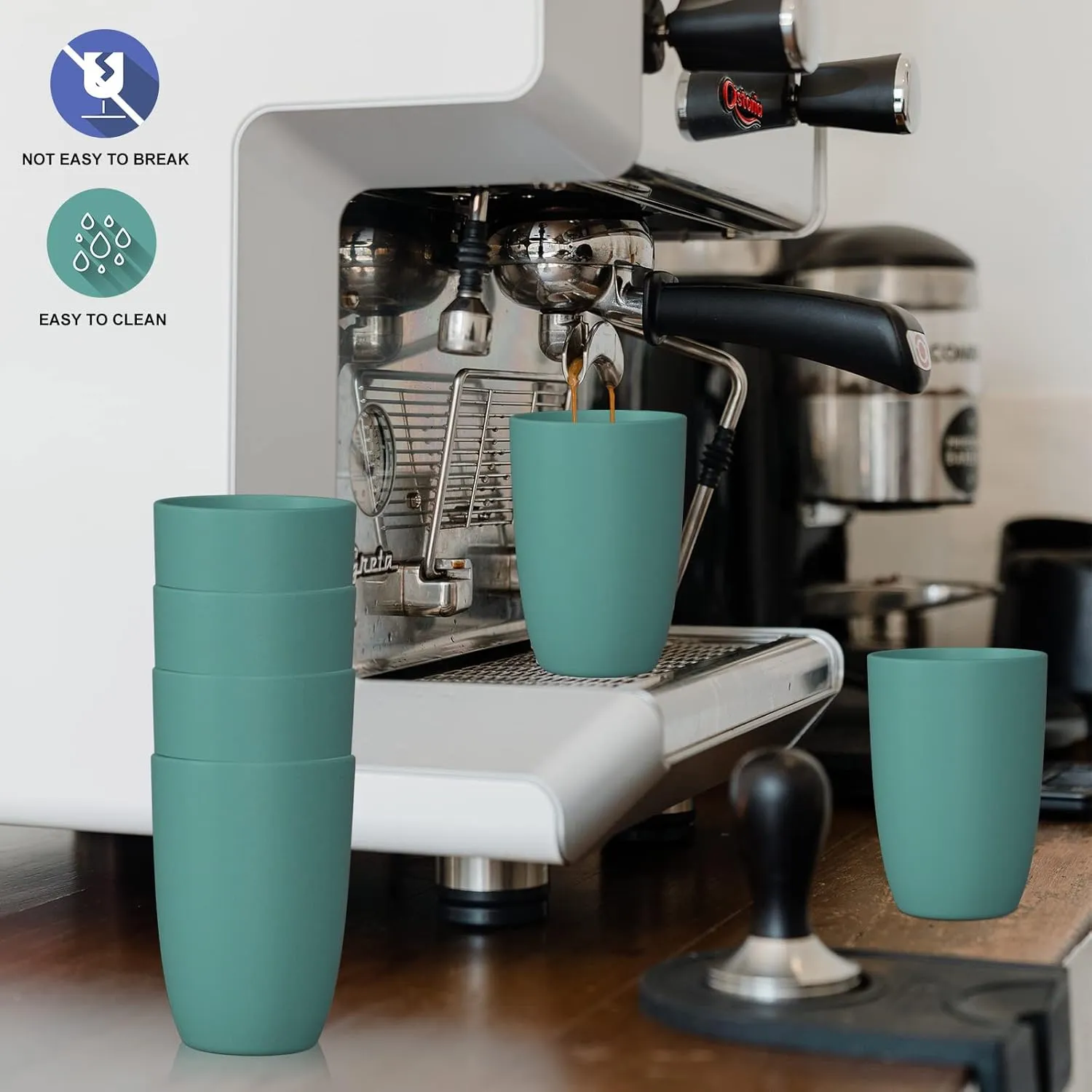 Wheat Straw Cups 6 PCS Good Alternative to Plastic Reusable Cups 20 oz Unbreakable Drinking Cup Reusable Dishwasher Safe Water Plastic Glasses Green