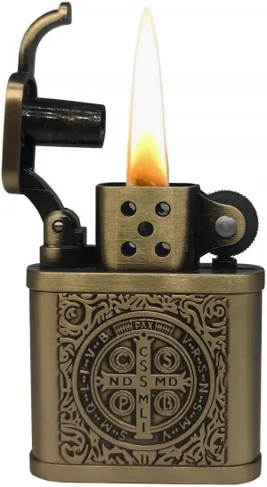 Wheel Lighter, Soft Flame Lift Arm Lighters, Antique Style Vintage Oil Lighter for Collection/Decorative/Gift/Present (Constantine Bronze)