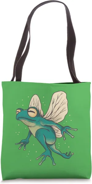 Whimsical Winged Frog illustration Tote Bag