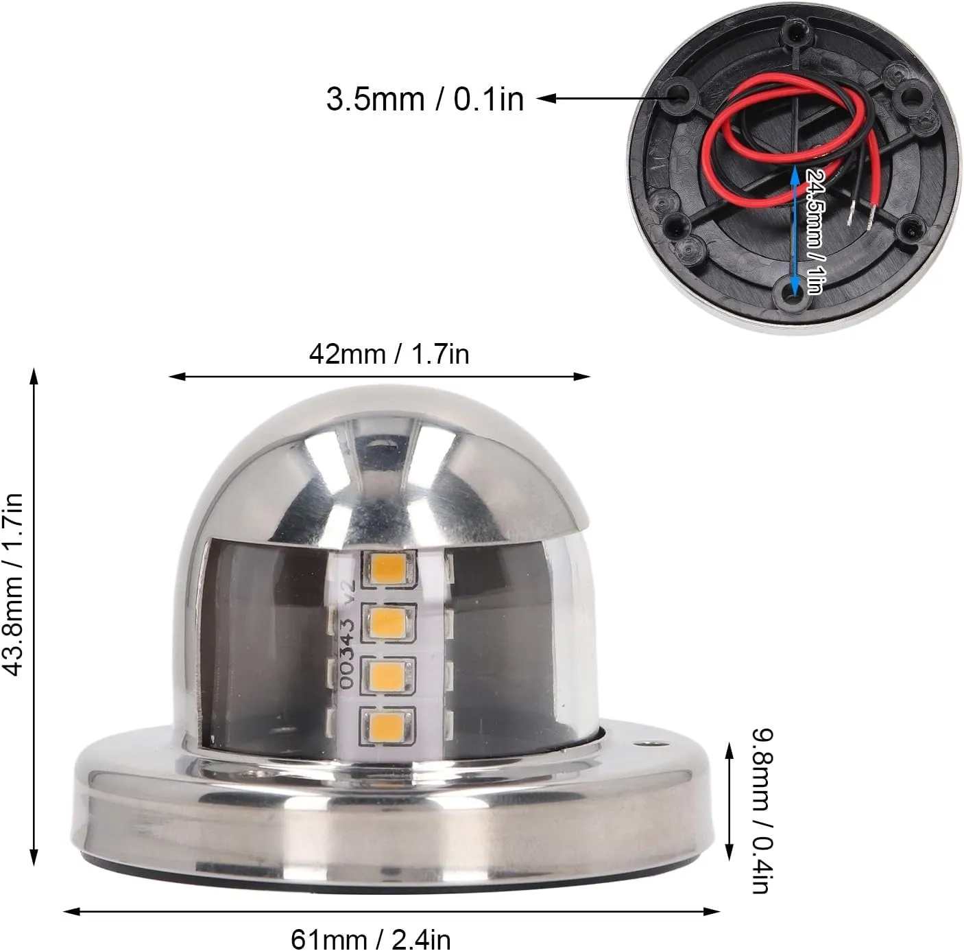 White LED Navigation Stern Light IP66 2nm Visibility for Marine Yachts Pontoon Stainless steel Materials Energy Efficient for Boats up to 39.4 feet (12m)