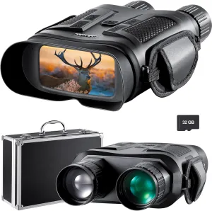 Wide Field Digital Zoom Infrared Day/Night Vision Binocular & Goggle with Camera Filter for Adults - 3" HD 8MP Take Photo & Video, 6x42MM Tactical Gear Night Vision