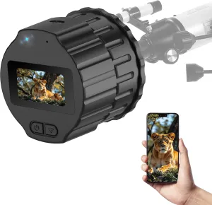 WiFi Electronic Eyepiece Camera - 1.5" TFT Display, 1080P FHD, 64GB Memory, Compatible with Binoculars, Astronomical Telescopes, Microscopes, Wireless Astrophotography Camera for 28mm-50mm Scopes