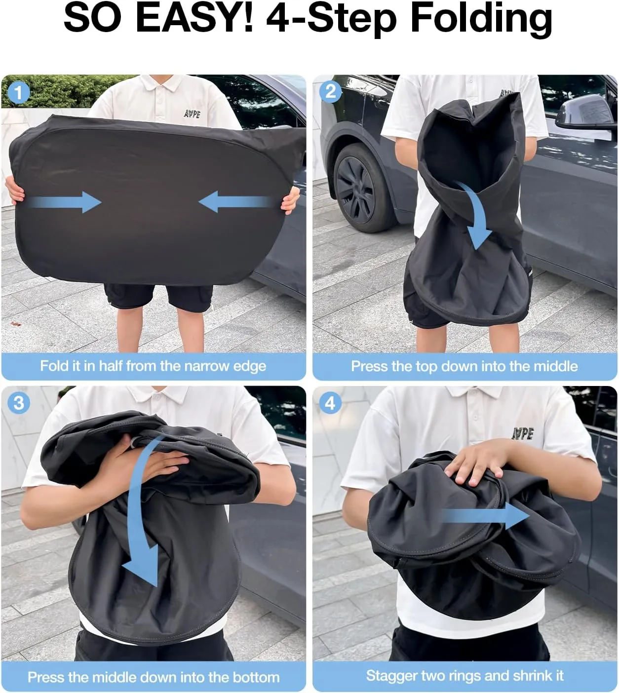 Wigoo 2025 Tesla New Model Y Accessories Windshield Sunshade [OEM Design, 100% Sun Blockage] Foldable Heat Insulation Sunshade with Storage Bag, for Model Y 2016~2025 (Juniper), Silver Coating