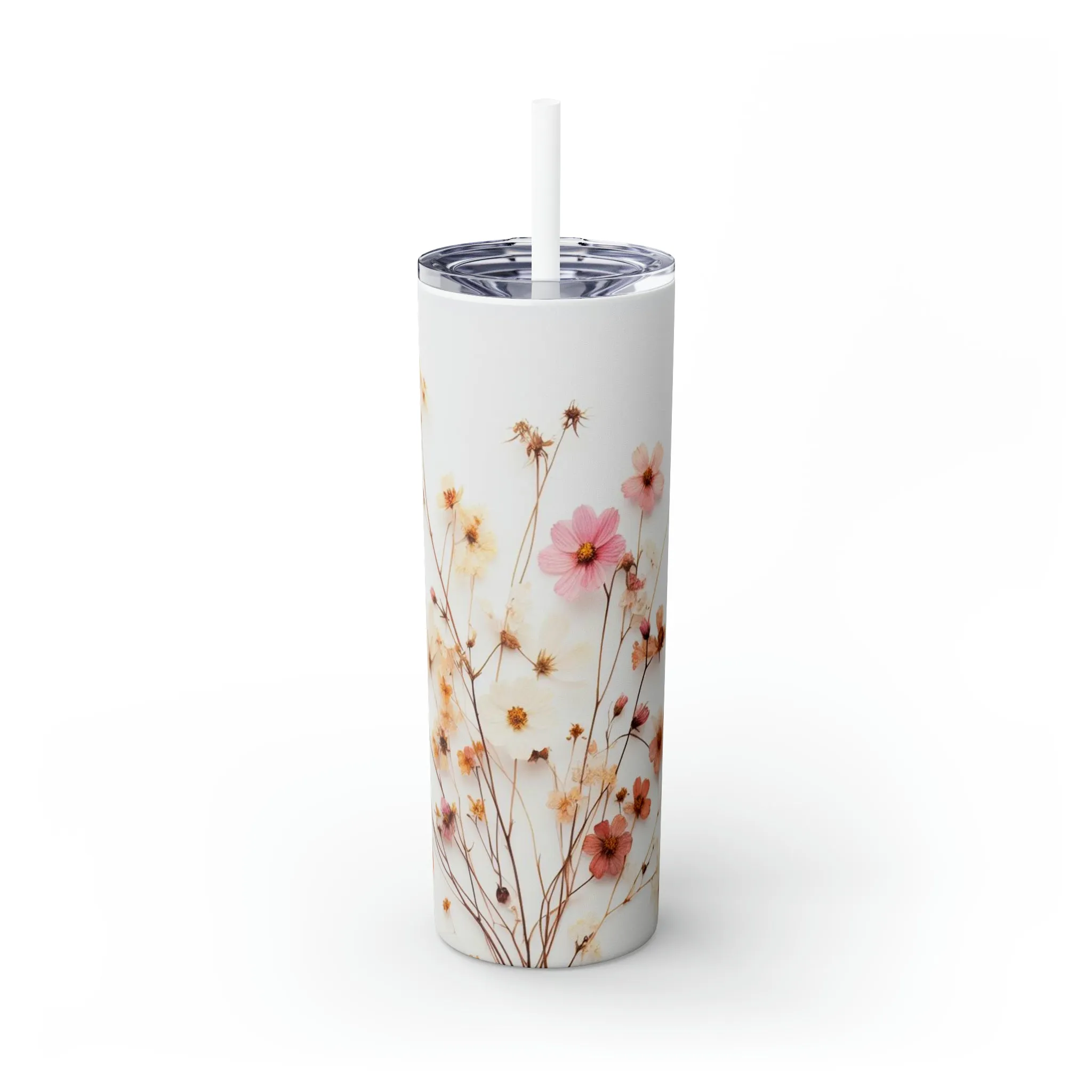 Wildflower Stainless Steel Tumbler with Straw 20oz