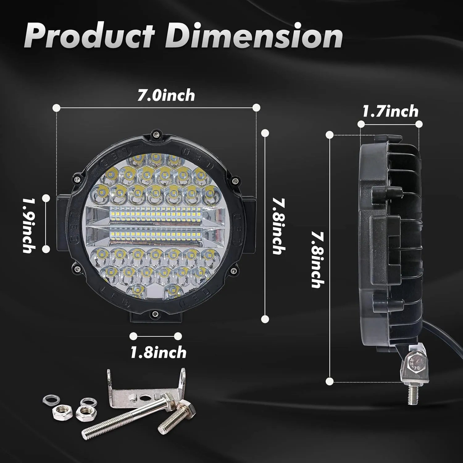 WINBANG 7 Inch Round LED Light Bar, 4PCS 201W Driving Light Bar Fog Lights Combo Beam LED Off Road Lighting with Wiring Harness for Pickup SUV ATV UTV Truck Lights