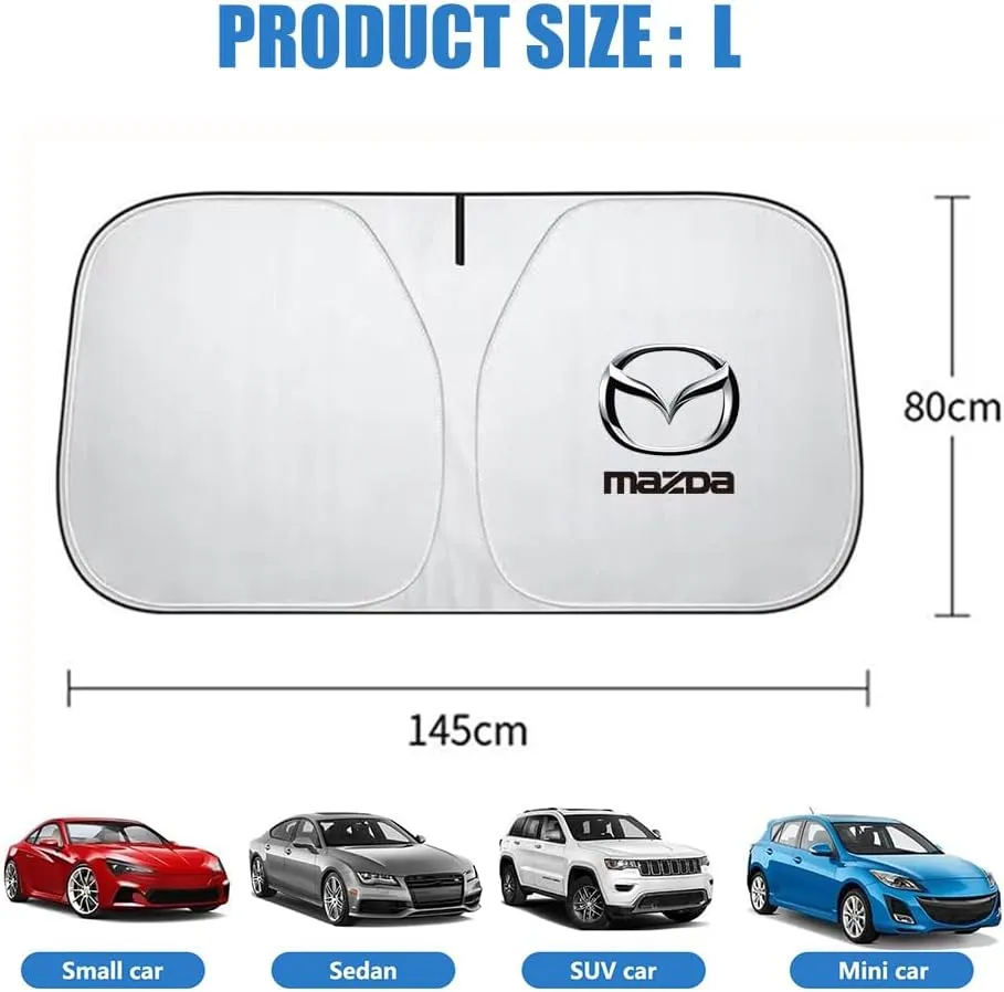 Windshield Sun Shade for Mazda Biante 2008-2018, Sun Protection Car Windshield Sun Shade Full Coverage Windshield Sunshade Automotive Windshield Sunshades,L 145cm*80cm