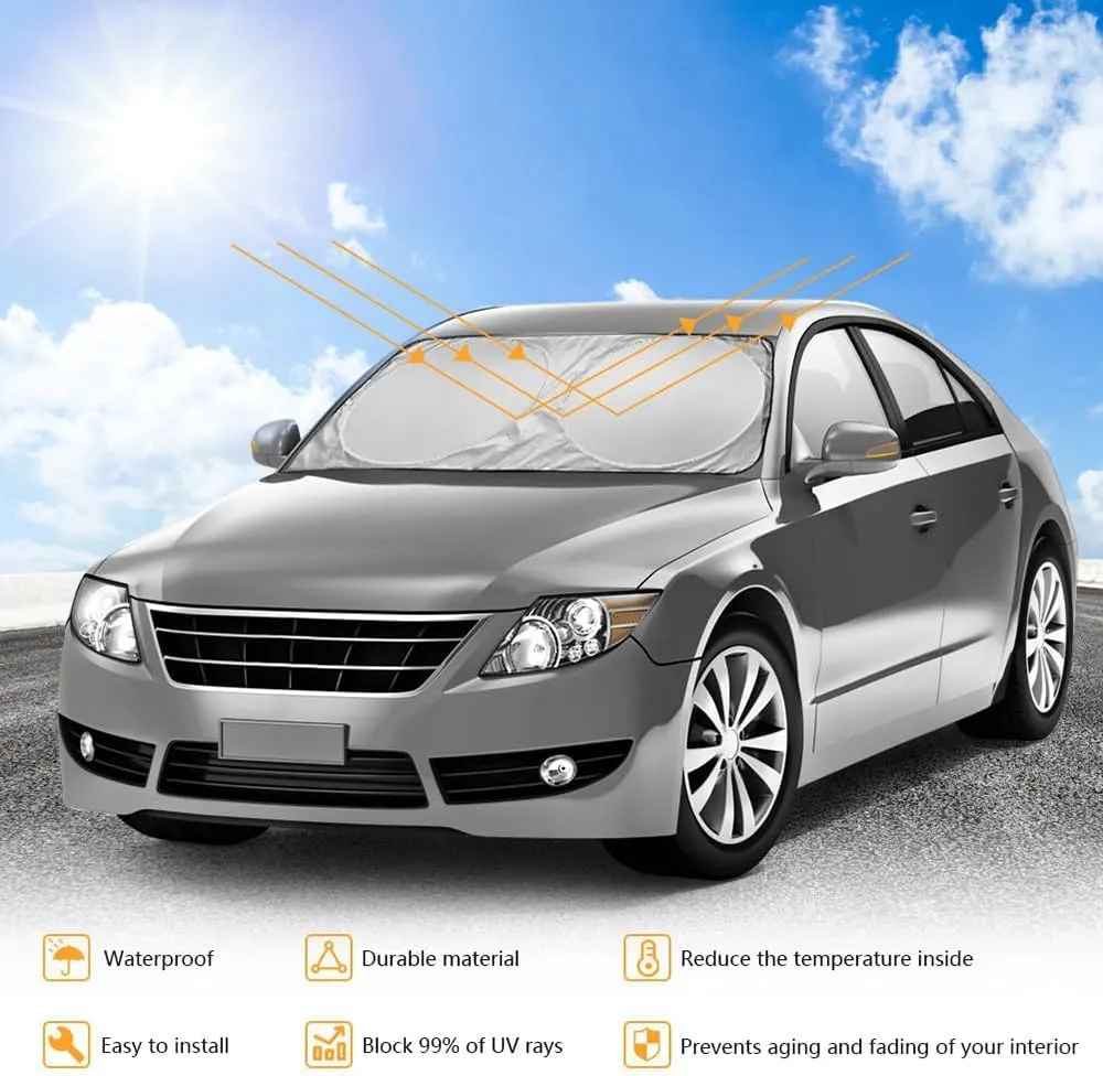 Windshield Sun Shade for Mazda Biante 2008-2018, Sun Protection Car Windshield Sun Shade Full Coverage Windshield Sunshade Automotive Windshield Sunshades,L 145cm*80cm