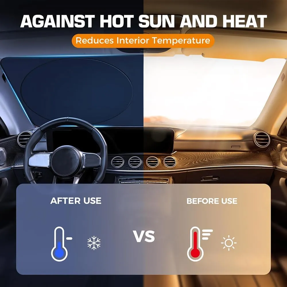 Windshield Sun Shade for Mazda Biante 2008-2018, Sun Protection Car Windshield Sun Shade Full Coverage Windshield Sunshade Automotive Windshield Sunshades,L 145cm*80cm