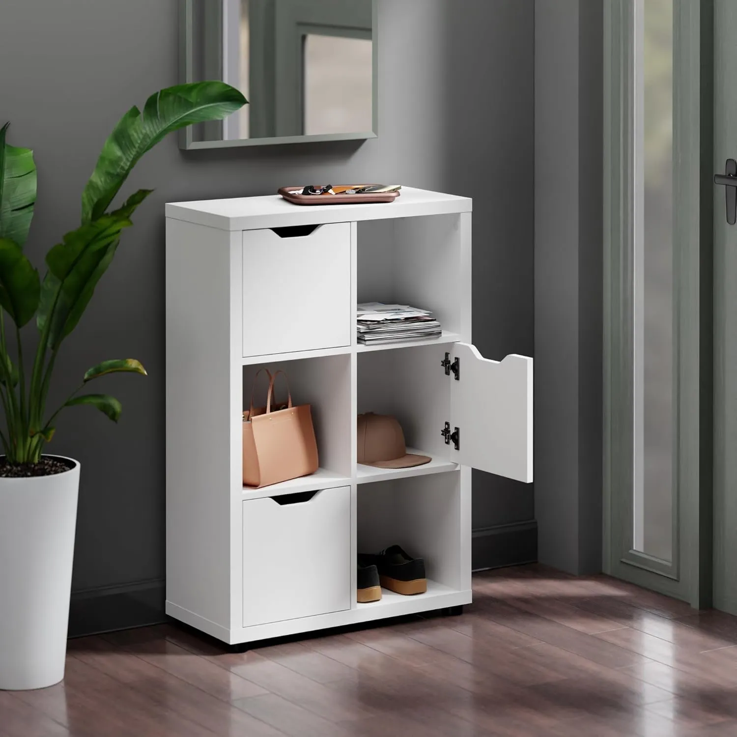 Winsome Julian 3x2 Storage Cabinet, for Living Room, Home Office, White
