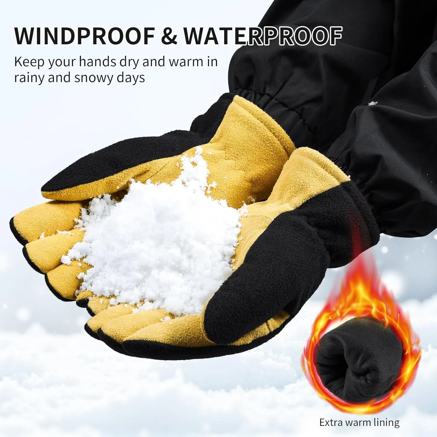 Winter Gloves for Men Women: -20°F Thermal Warm Deerskin Polar Fleece Cotton Glove